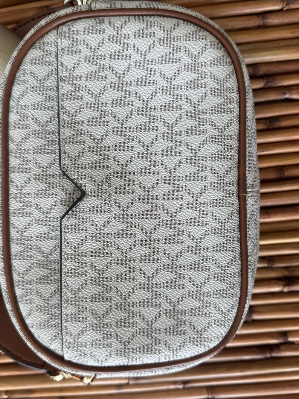 Michael Kors Cream and Brown Logo Crossbody Bag